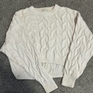 Pink Rose cropped cable-knit sweater in white.
Size S Brand New